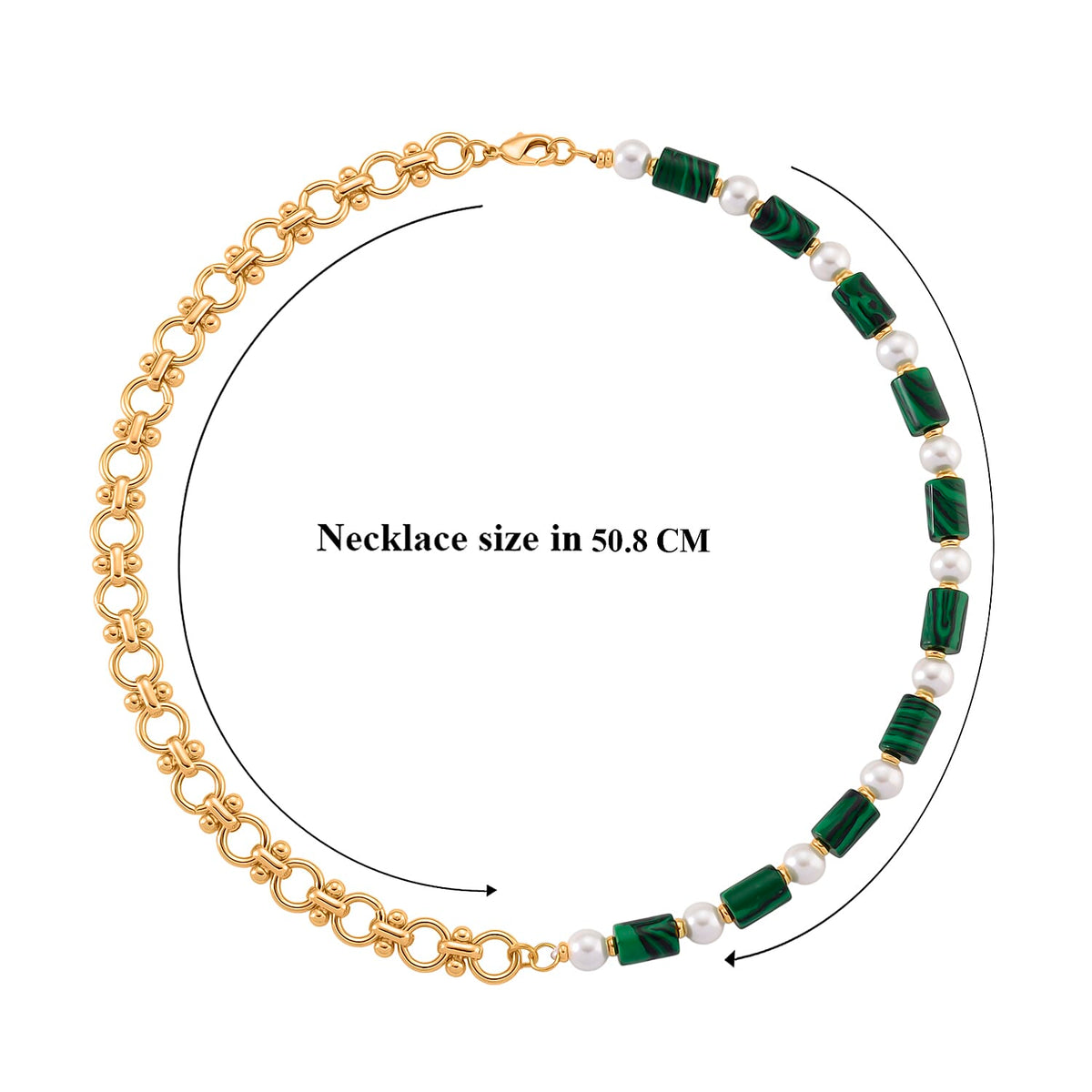 Malachite &amp; White Shell Pearl Beads Necklace (Size - 20) 140.00 Ct. V32515576 6