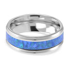 Lab Created Opal Unisex Ring in Stainless Steel