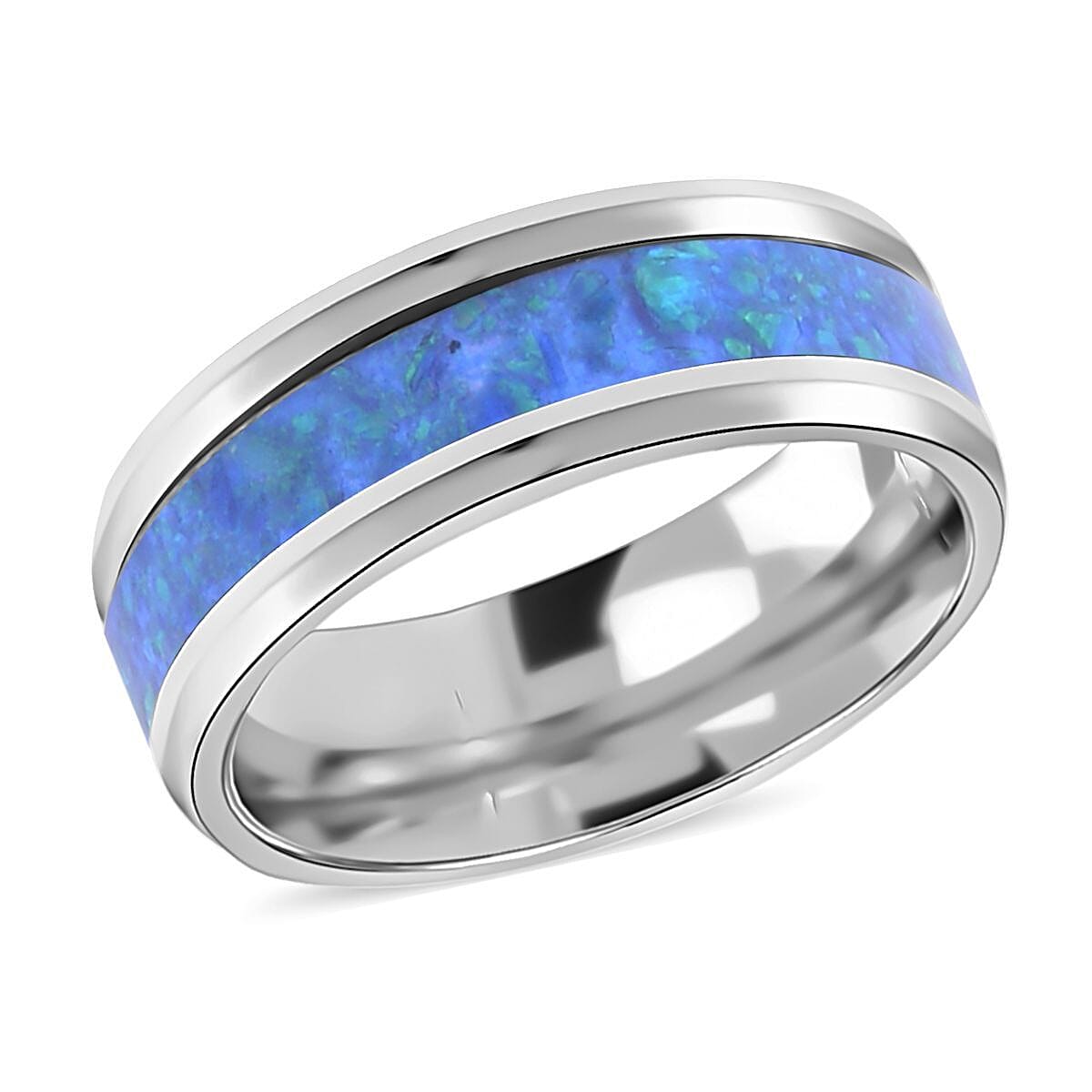 Lab Created Opal Unisex Ring in Stainless Steel 7509533 3