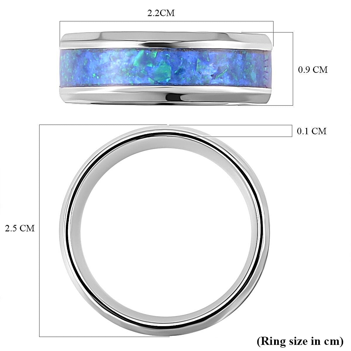 Lab Created Opal Unisex Ring in Stainless Steel 7509533 5