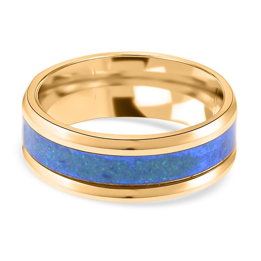 Lab Created Opal Unisex Ring in Yellow Gold Tone