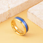 Lab Created Opal Unisex Ring in Yellow Gold Tone