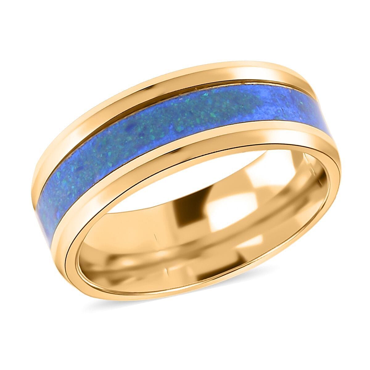 Lab Created Opal Unisex Ring in Yellow Gold Tone 7509524 3