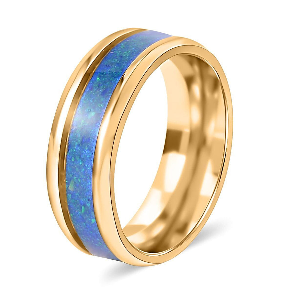 Lab Created Opal Unisex Ring in Yellow Gold Tone