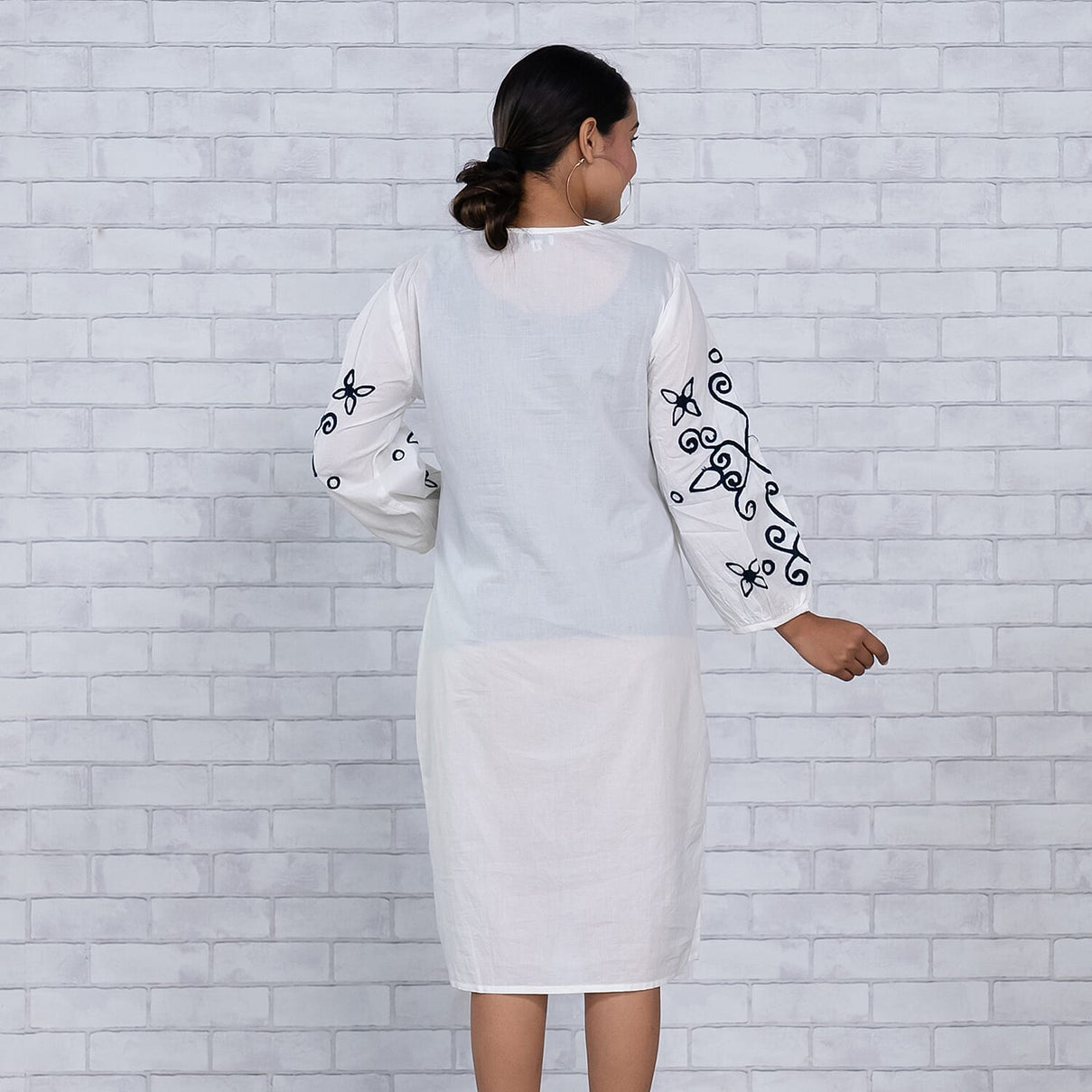 TAMSY Pure Cotton Embroidered V-Neck Women's Dress 6288373 1