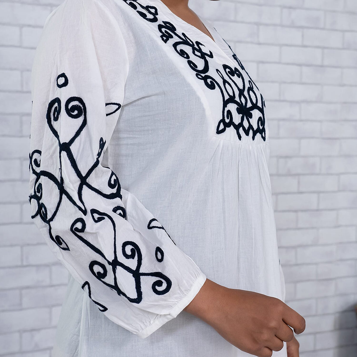 TAMSY Pure Cotton Embroidered V-Neck Women's Dress 6288373 3
