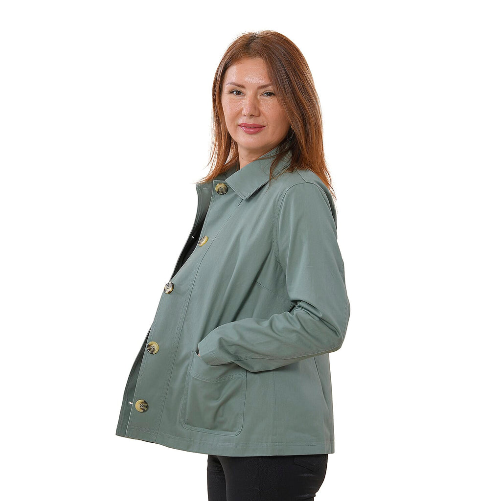 TAMSY 100% Cotton Jacket with Pockets (Size L) - Green