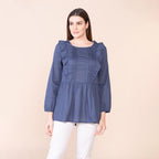 TAMSY Cotton Plain Top - Brilliant Blue