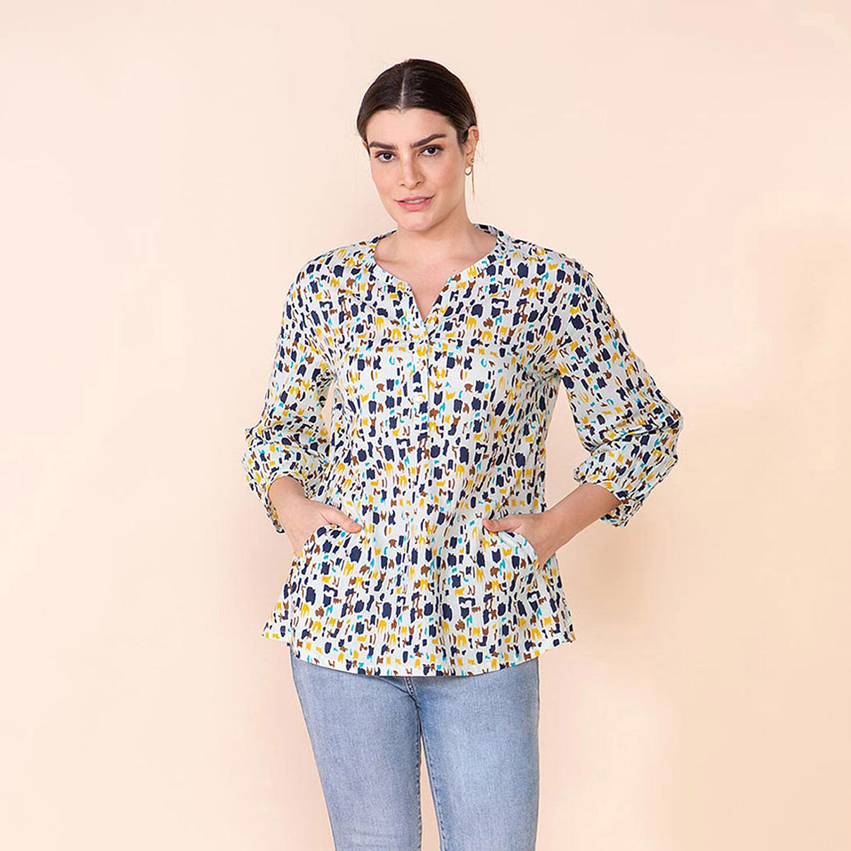 TAMSY 100% Cotton Printed Shirt  - Mint Green and Multi 7597026 0