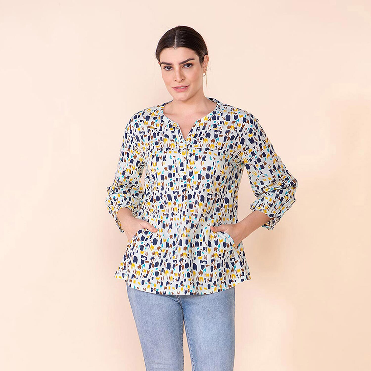 TAMSY 100% Cotton Printed Shirt  - Mint Green and Multi 7597026 0