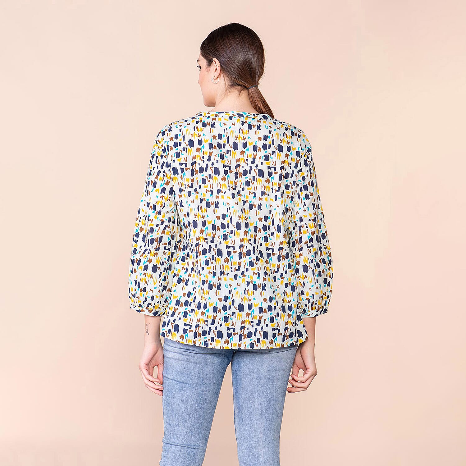 TAMSY 100% Cotton Printed Shirt  - Mint Green and Multi 7597026 1