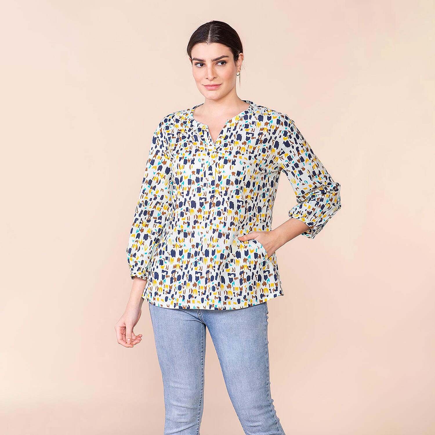 TAMSY 100% Cotton Printed Shirt  - Mint Green and Multi 7597026 2