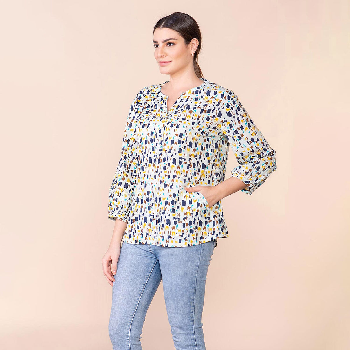 TAMSY 100% Cotton Printed Shirt  - Mint Green and Multi 7597026 3