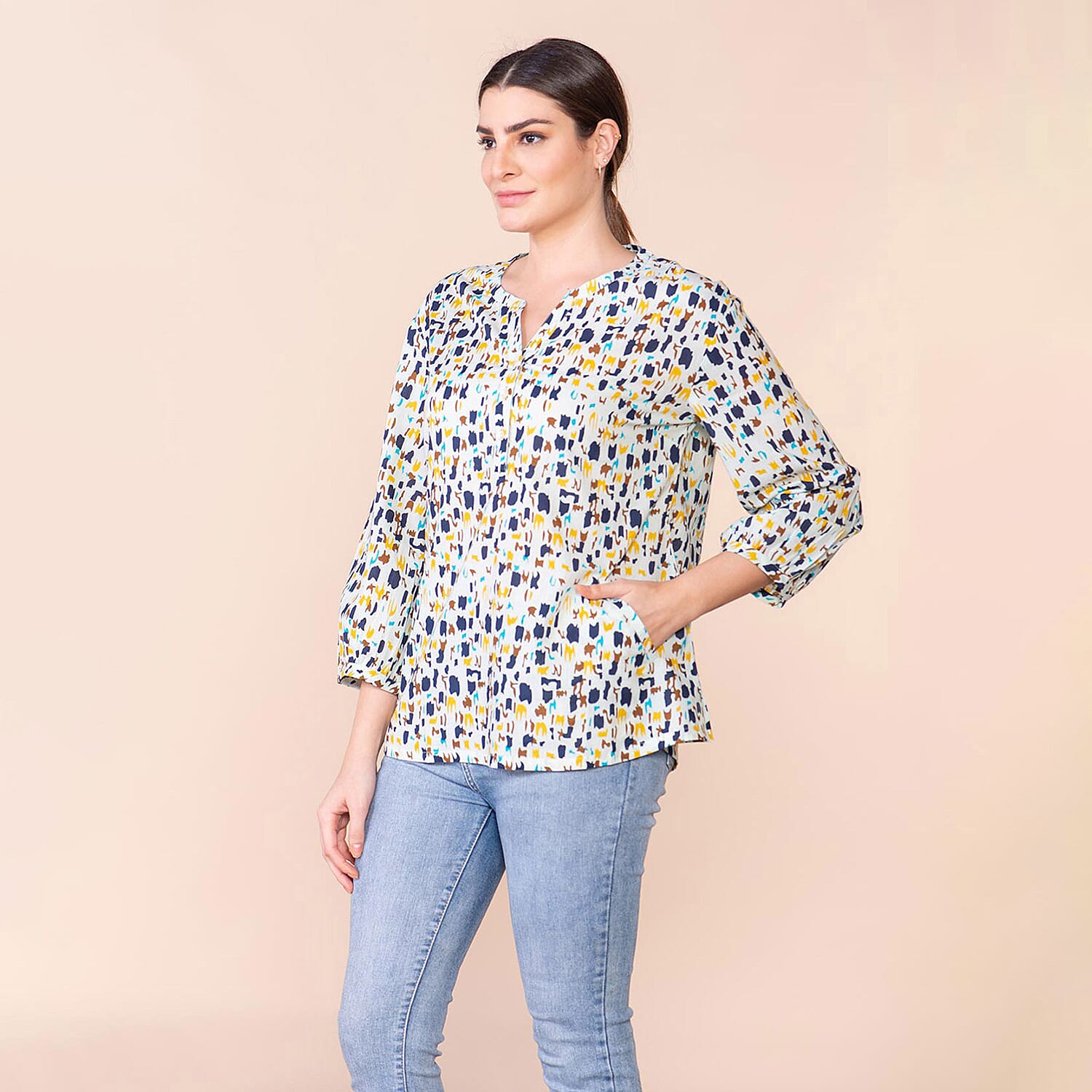 TAMSY 100% Cotton Printed Shirt  - Mint Green and Multi 7597026 3