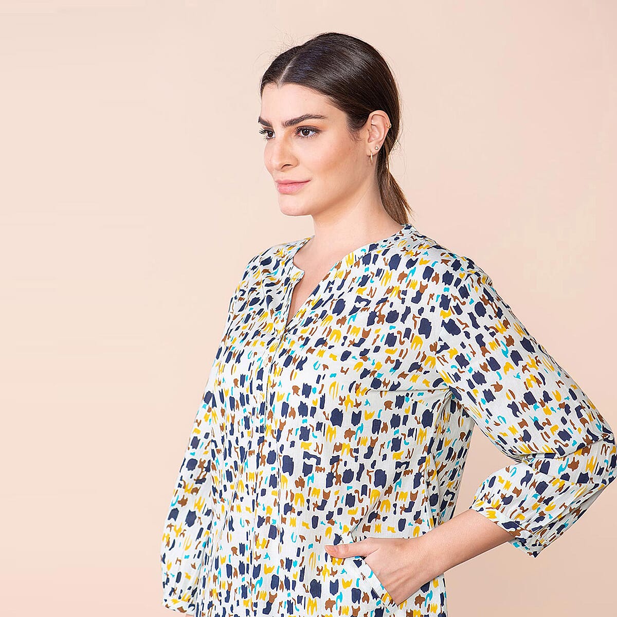 TAMSY 100% Cotton Printed Shirt  - Mint Green and Multi 7597026 5
