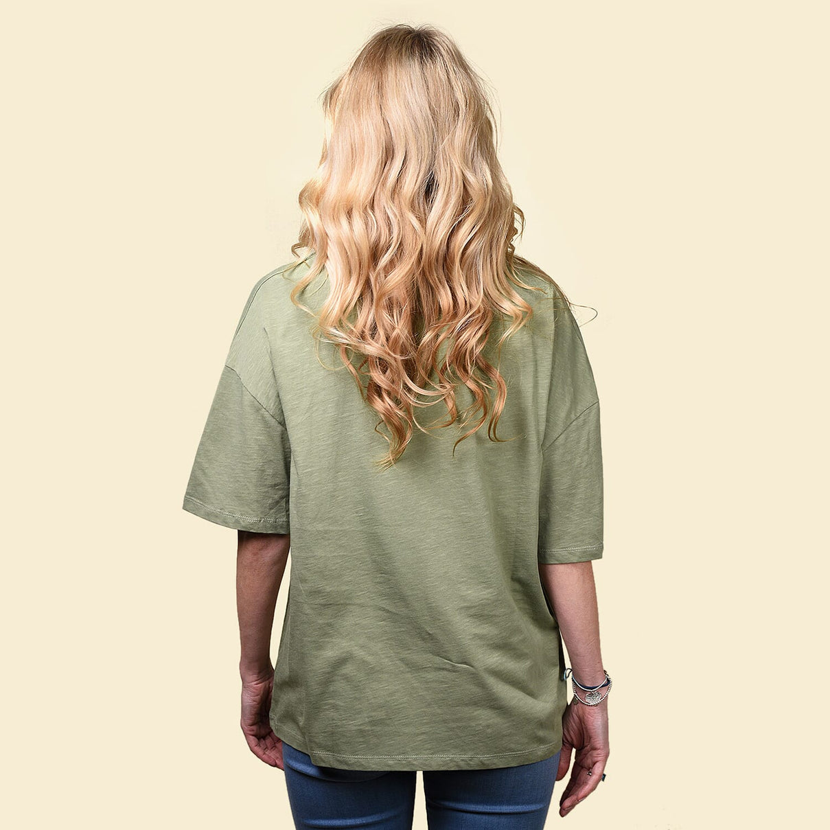 TAMSY 100% Cotton V-Neck Women's T-Shirt - Olive green 3846758 1