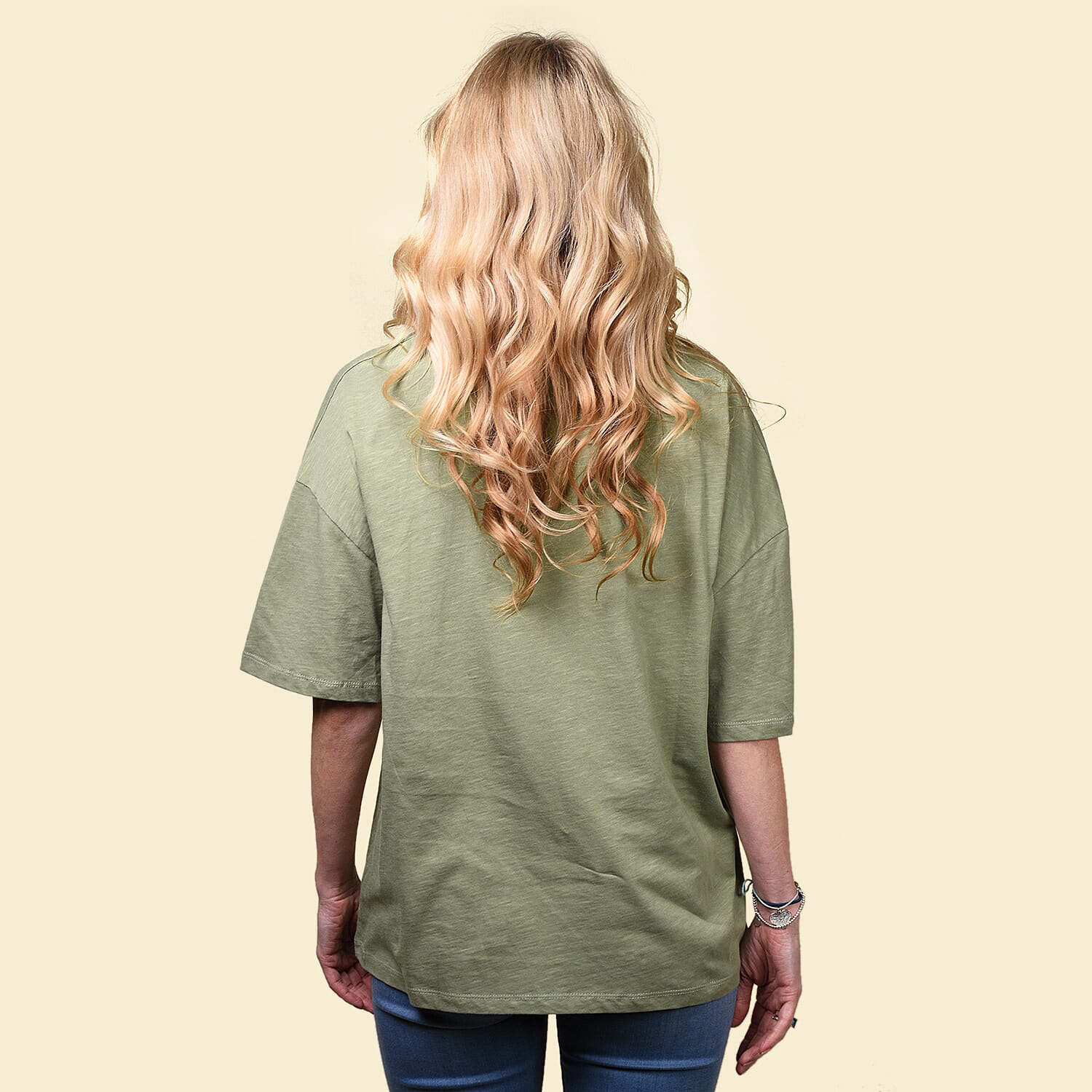 TAMSY 100% Cotton V-Neck Women's T-Shirt - Olive green 3846758 1