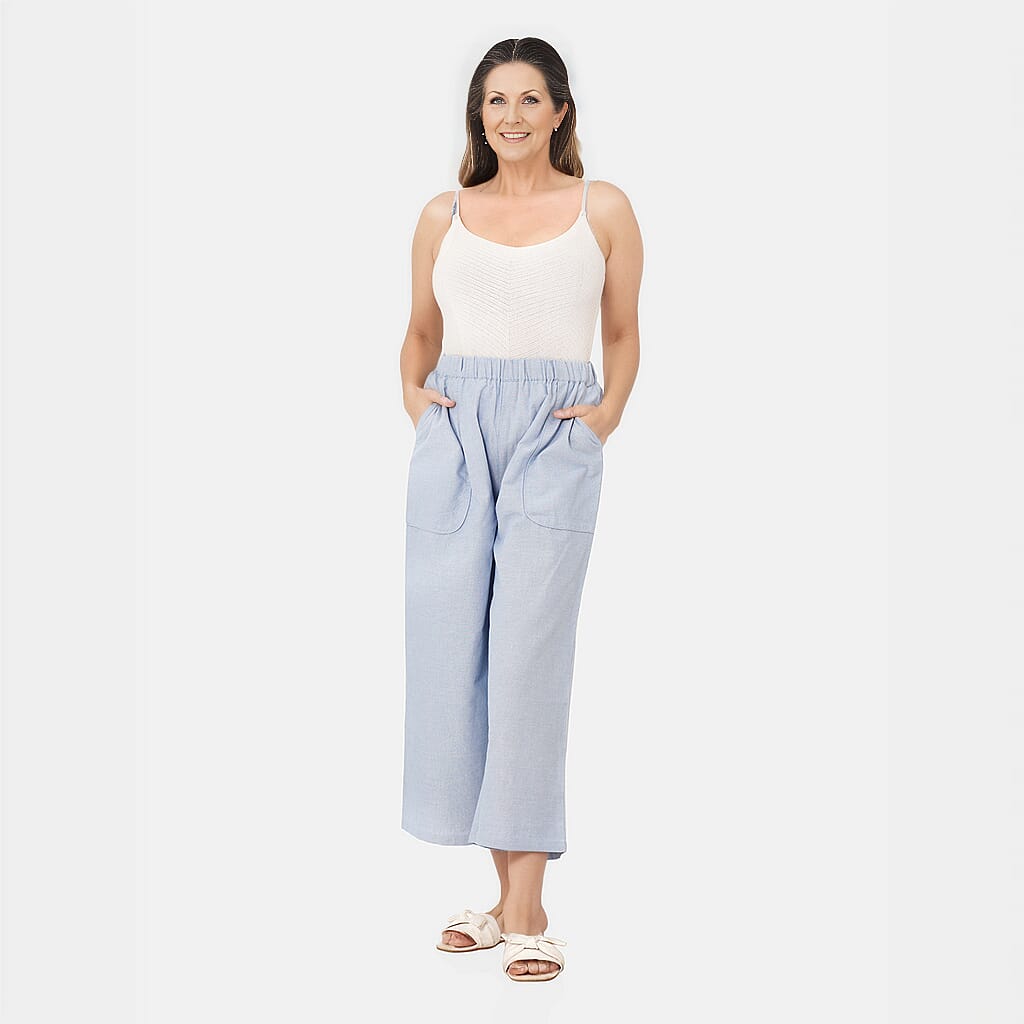 TAMSY 100% Cotton Wide Leg Pant  - Light Blue 8861178 0
