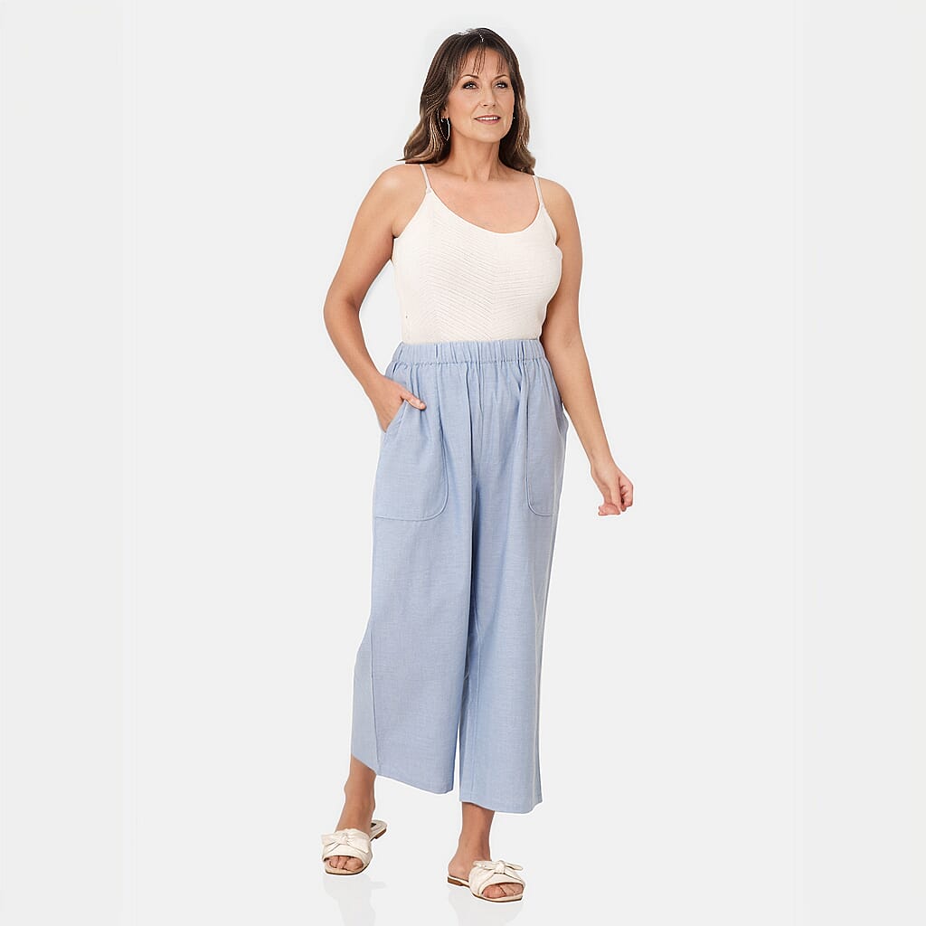 TAMSY 100% Cotton Wide Leg Pant  - Light Blue 8861178 3