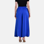 TAMSY 100% Viscose Elastic- waistband Palazzo Trouser (One Size) - Blue