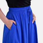 TAMSY 100% Viscose Elastic- waistband Palazzo Trouser (One Size) - Blue