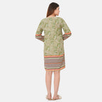 100% Viscose Floral Pattern Dress (Size L,16 - 18) - Light Green