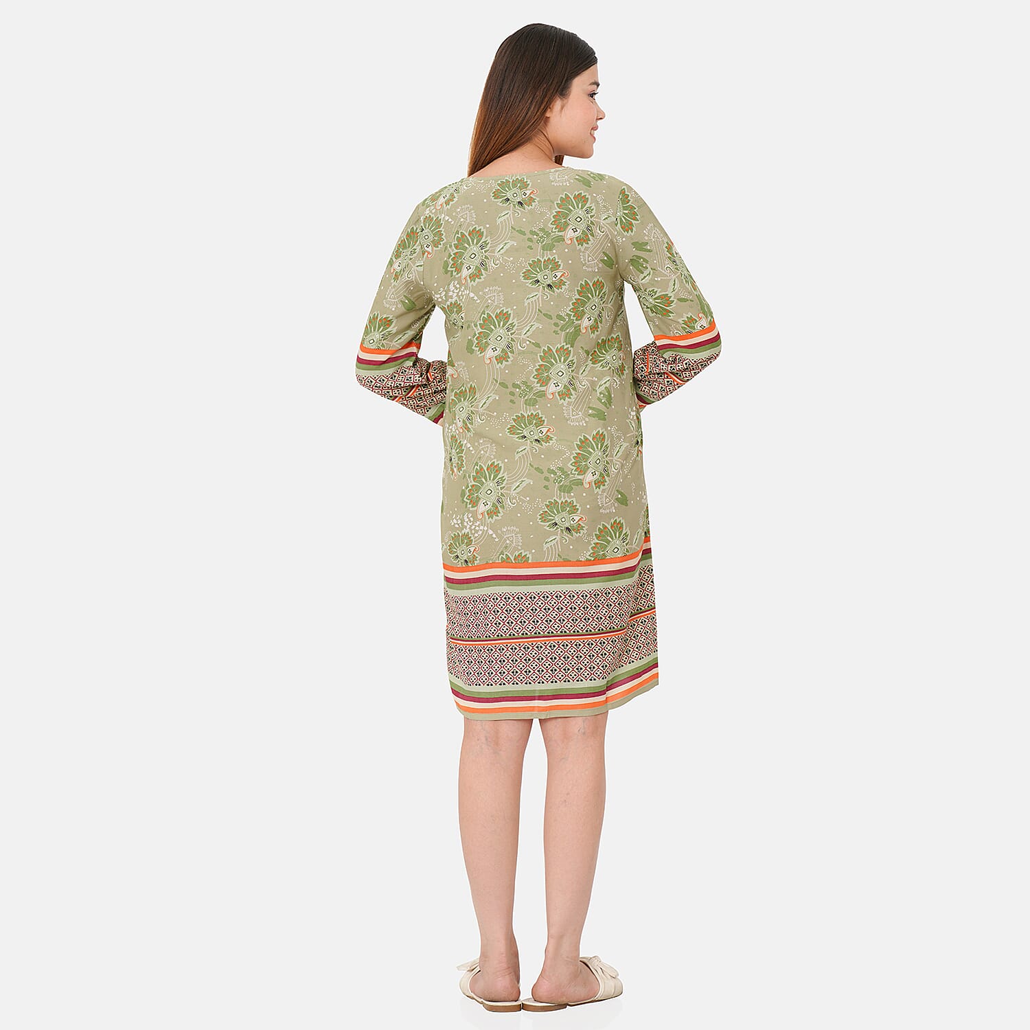 TAMSY Floral Pattern Dress - Light Green 8884316 2