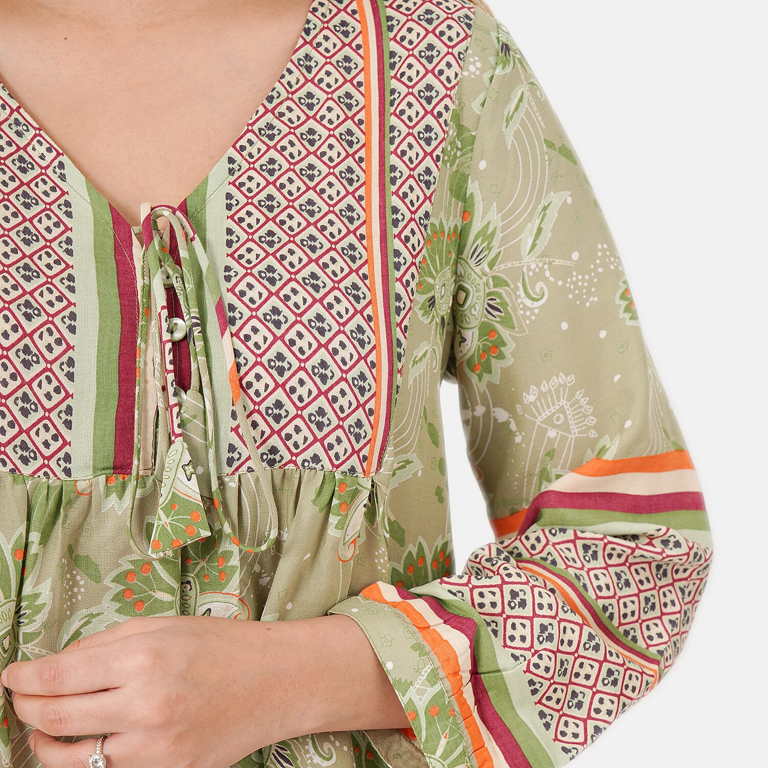 TAMSY Floral Pattern Dress - Light Green 8884316 4