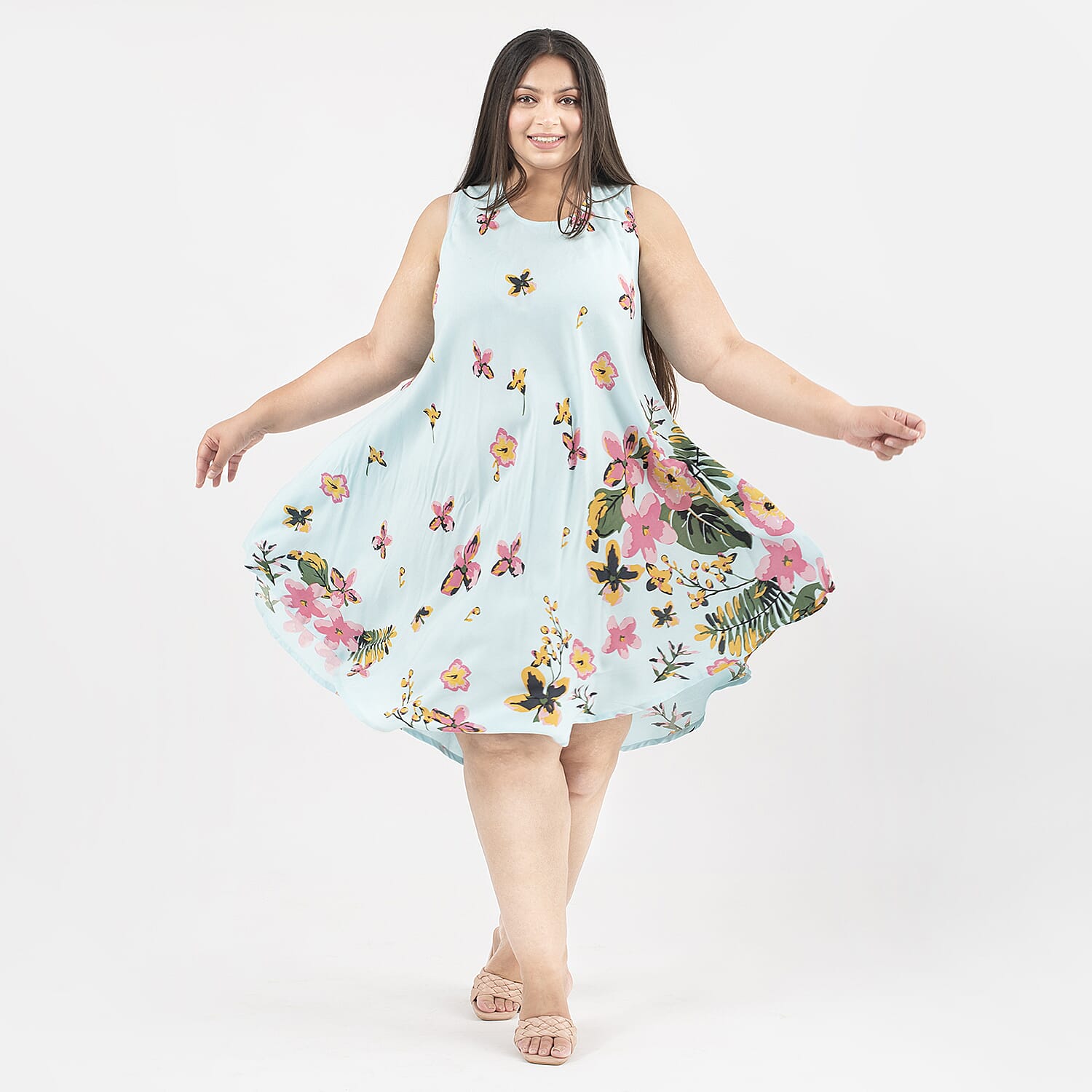 TAMSY Floral Screen Printed Umbrella Dress (Size - One Size) - White 7011234 0