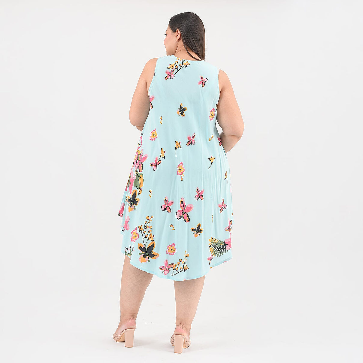 TAMSY Floral Screen Printed Umbrella Dress (Size - One Size) - White 7011234 2
