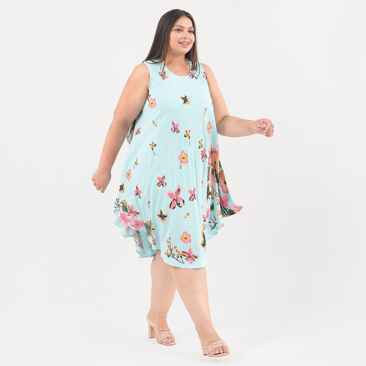 TAMSY Floral Screen Printed Umbrella Dress (Size - One Size) - White 7011234 3