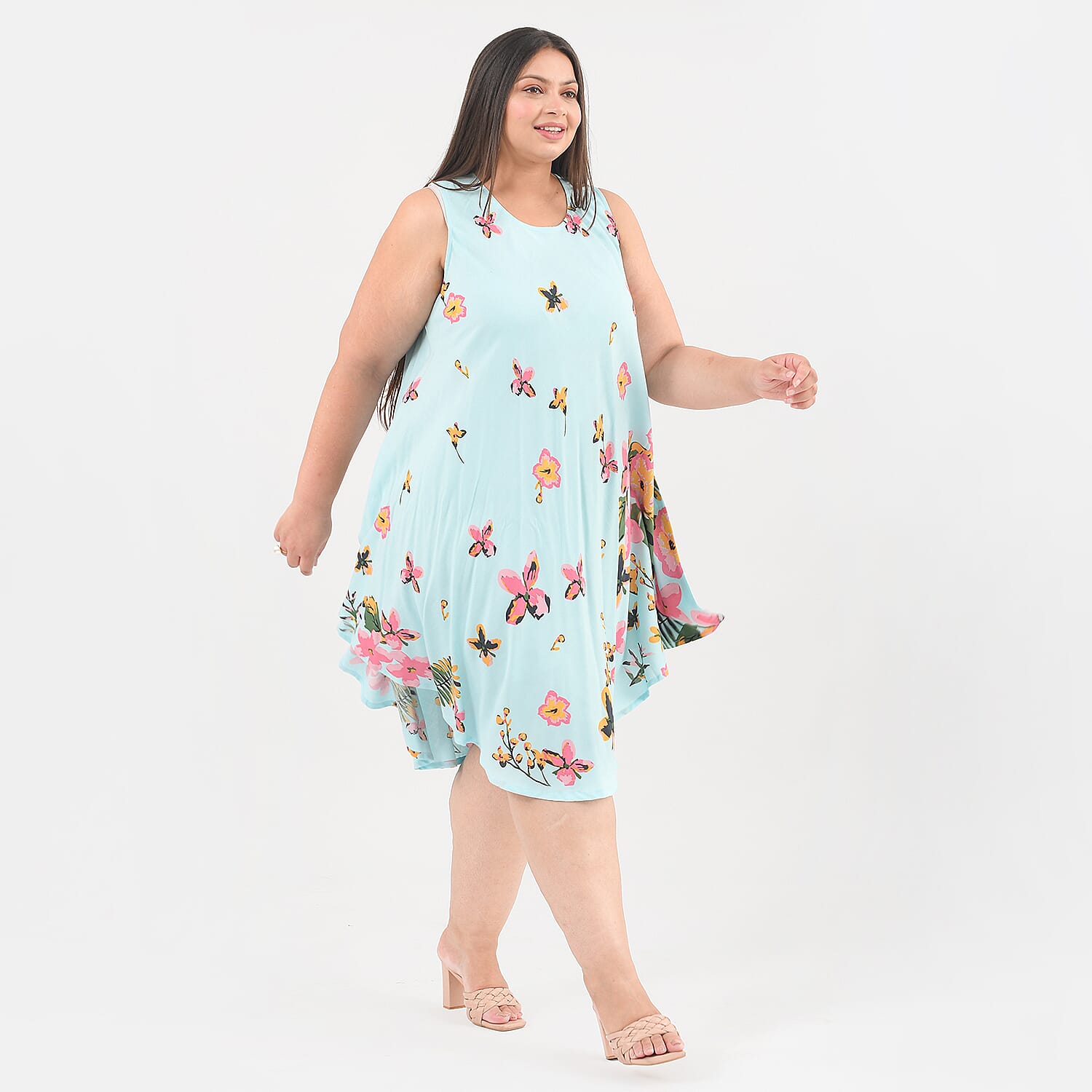 TAMSY Floral Screen Printed Umbrella Dress (Size - One Size) - White 7011234 3