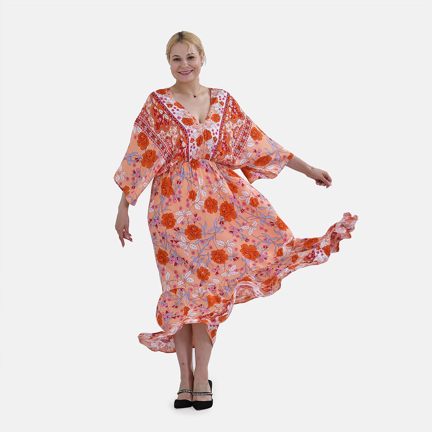 TAMSY Mixed Printed Elastic Waist Maxi Dress 7747807 0