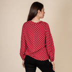 TAMSY 100% Viscose Polka Dot Pattern Top (Size M,12-14) - Red