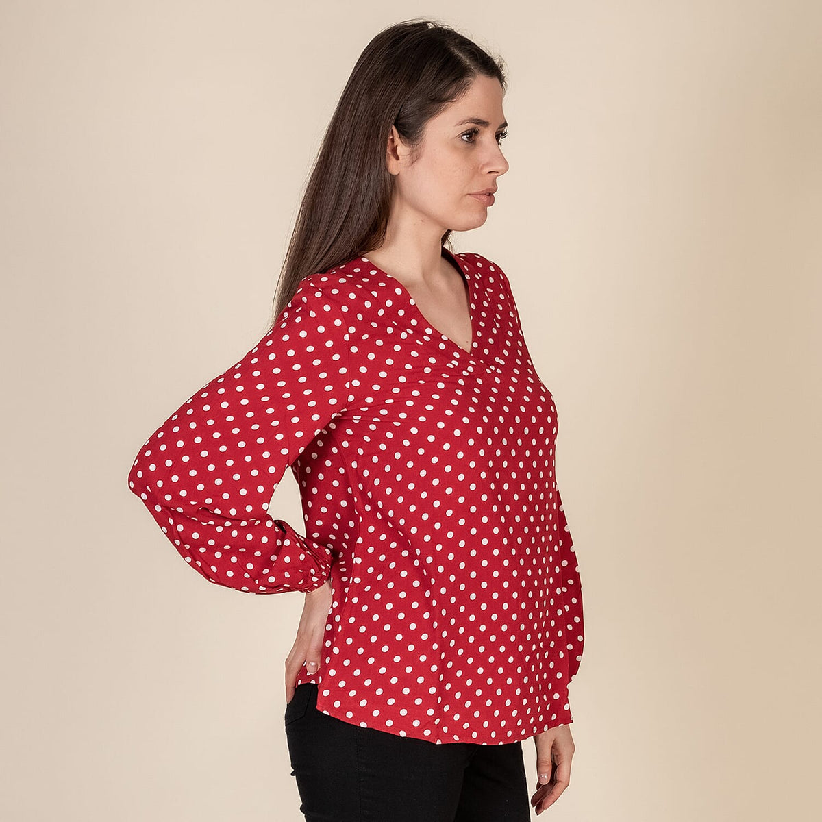 TAMSY 100% Viscose Polka Dot Pattern Top - Red 3880301 2