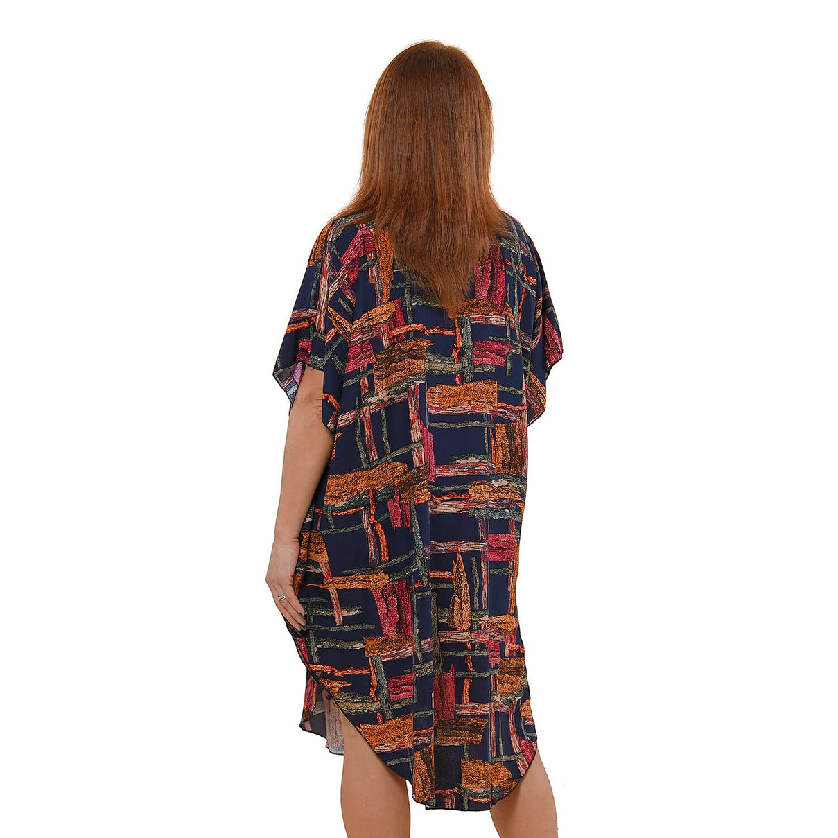 TAMSY 100% Viscose Printed Kaftan Dress - Beige and Green 7308224 2
