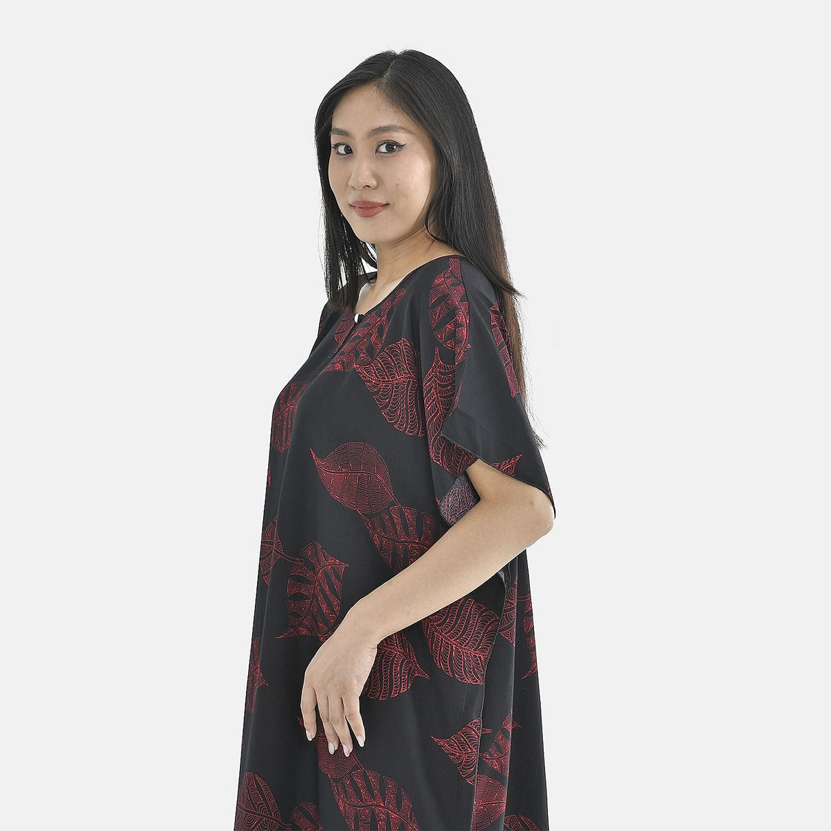 TAMSY Red Leaf Pattern Kaftan Dress 7162559 5