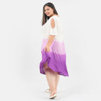 TAMSY 100% Viscose Tie Dye Umbrella Dress (Size - One Size Curve) - White & Purple