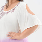 TAMSY 100% Viscose Tie Dye Umbrella Dress (Size - One Size Curve) - White & Purple