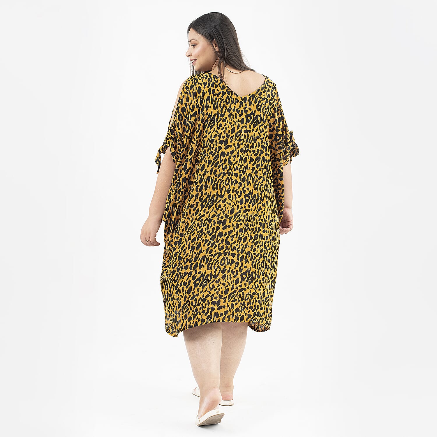TAMSY V-Neck Midi Dress with Tie-Sleeves 7011193 2