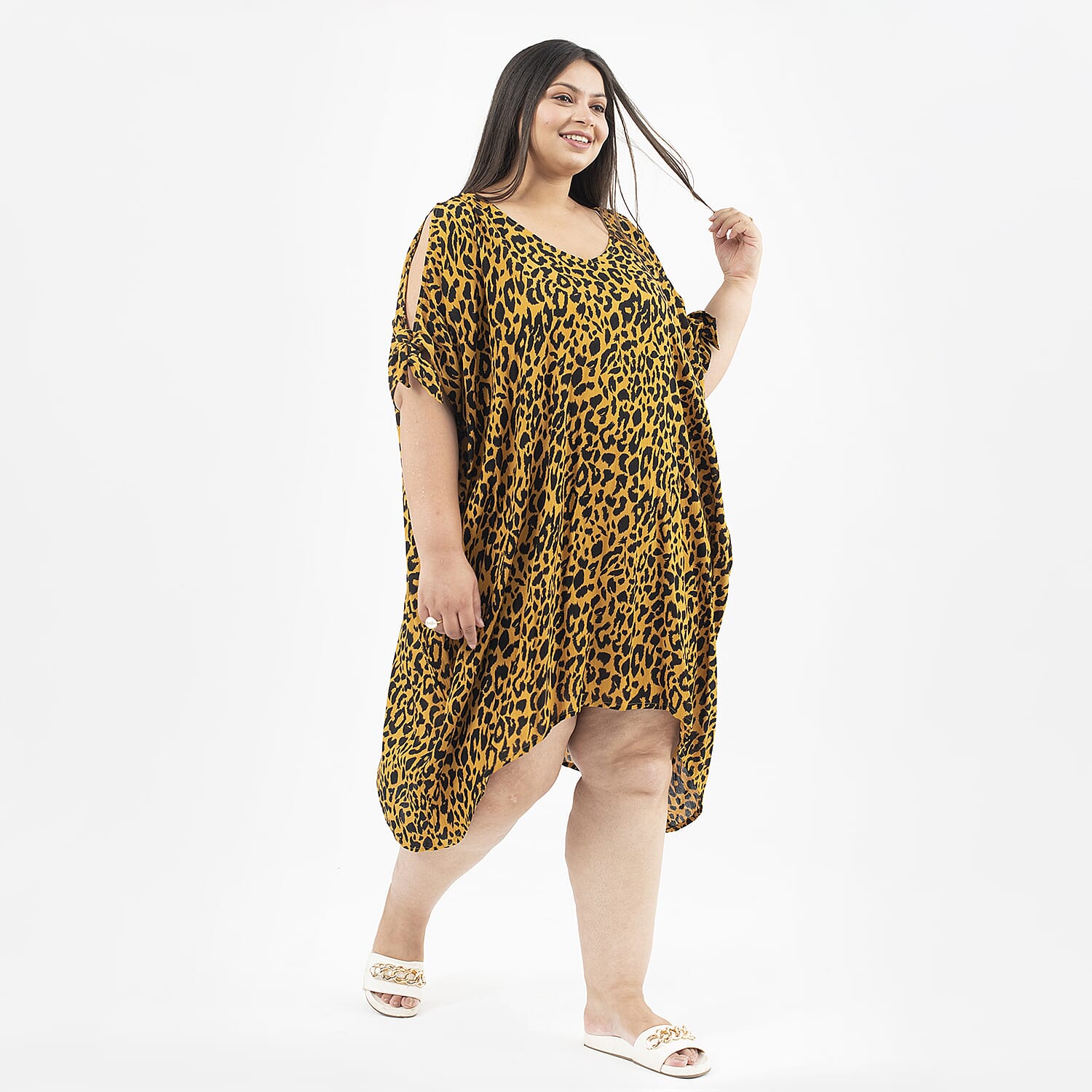TAMSY V-Neck Midi Dress with Tie-Sleeves 7011193 3
