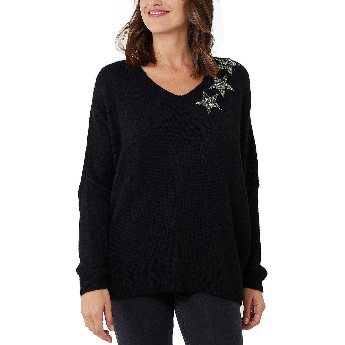 TAMSY 3-Star Knitted Women's Jumper - Black 7906129 0
