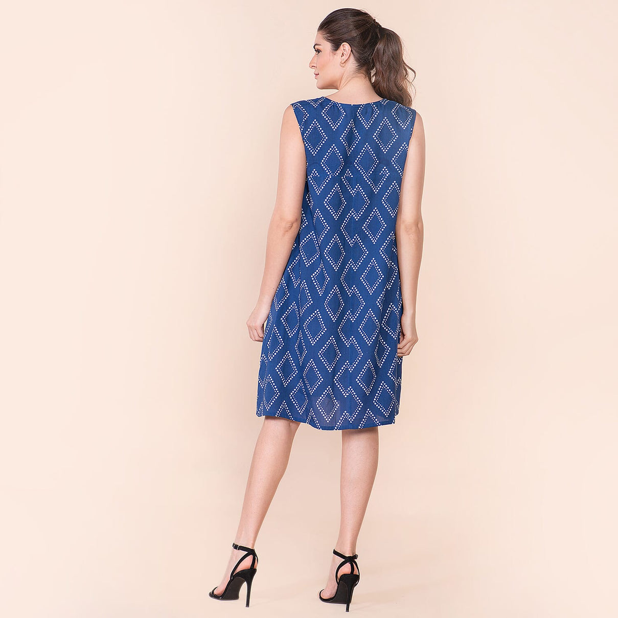 TAMSY Diamond Pattern Sleeveless Women's Dress - Blue 7615358 2