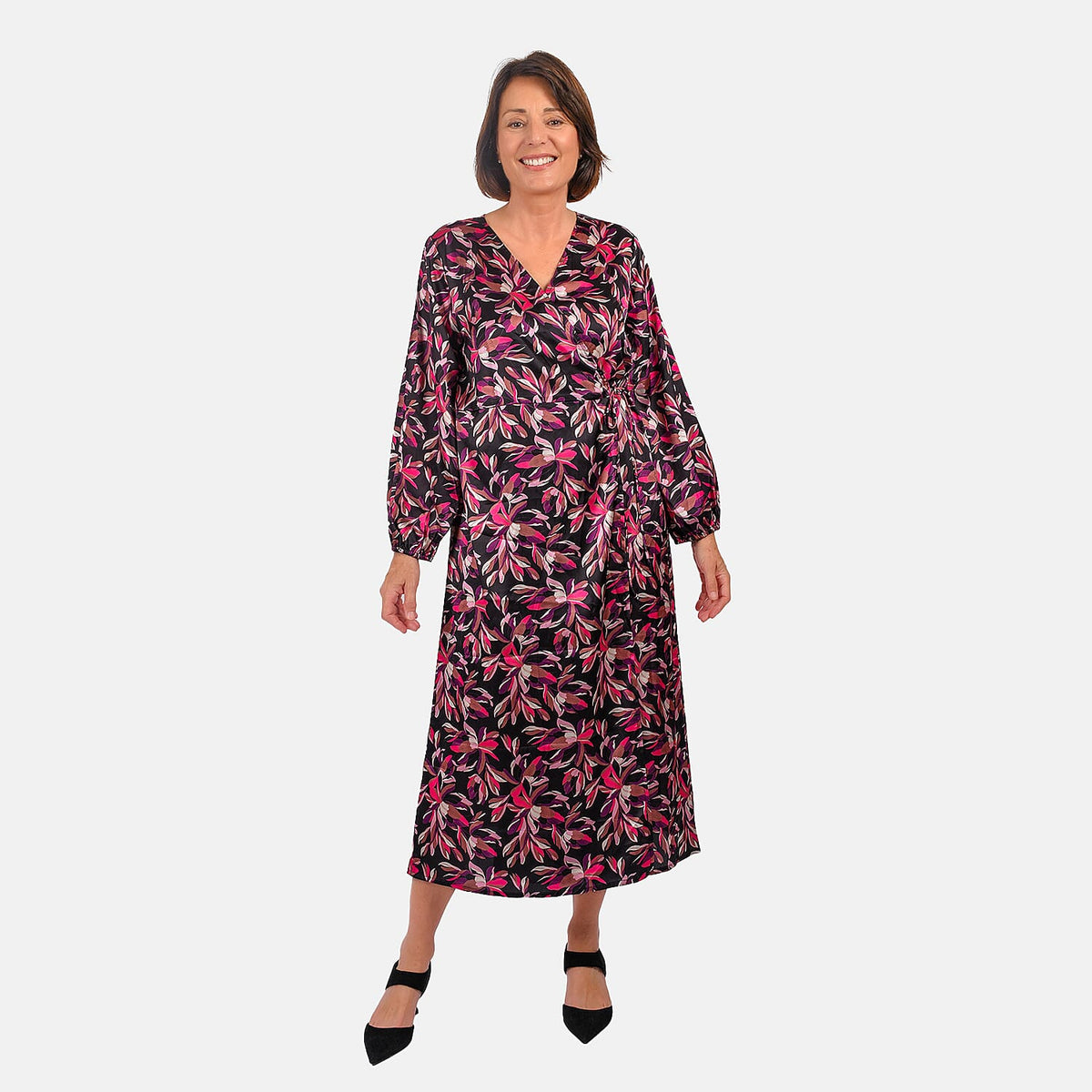 Tamsy Printed Satin Wrap Dress 7552698 0