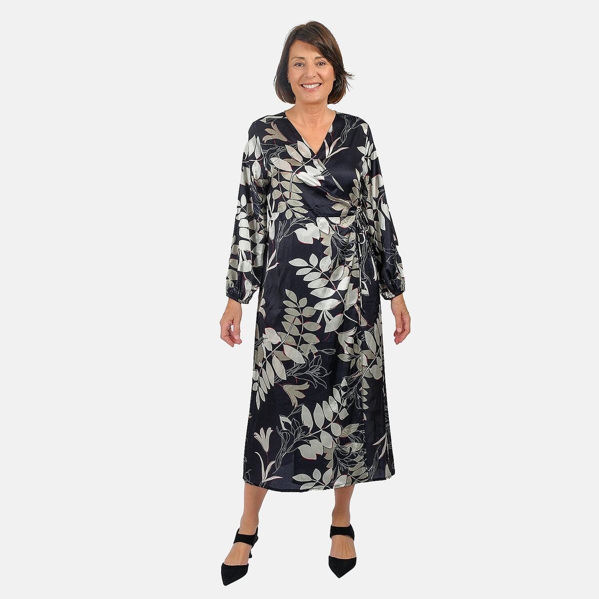 Tamsy Printed Satin Wrap Dress V32557599 0