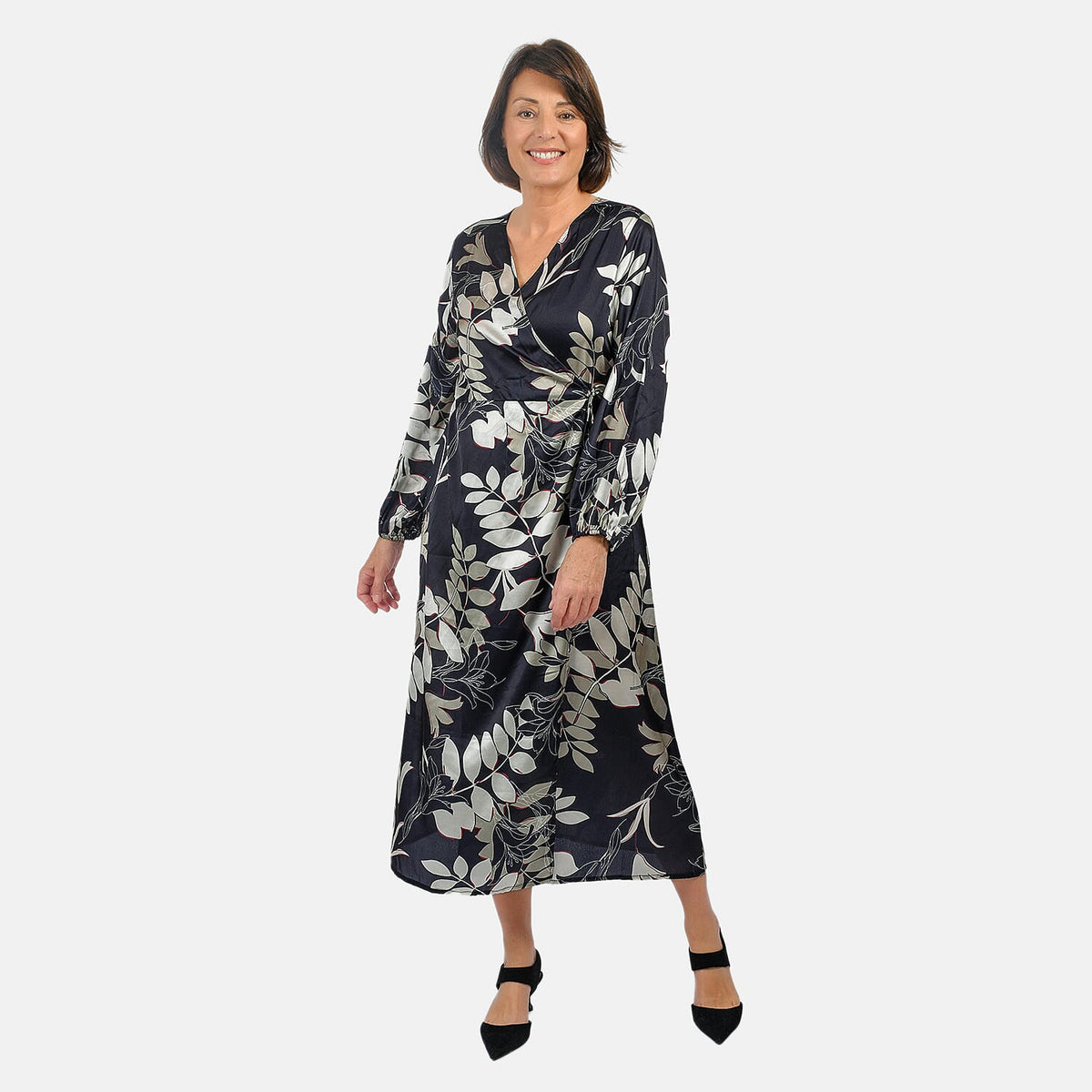 Tamsy Printed Satin Wrap Dress V32557599 2