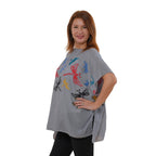 Tamsy Floral Embroidery Kaftan (One Size) - Grey