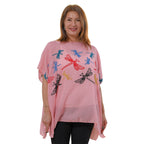 Tamsy Floral Embroidery Kaftan (One Size) - Light Pink