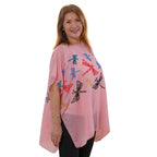 Tamsy Floral Embroidery Kaftan (One Size) - Light Pink