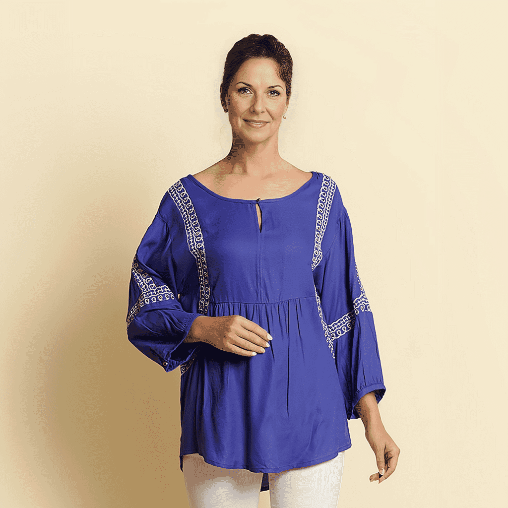 TAMSY Embroidered Top  - Blue 7147258 2